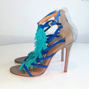Schutz Carmen Fringe Middle Hinge Strap Heels Size 10